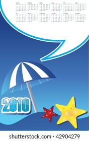 starfish, umbrellas, blue sky and holidays