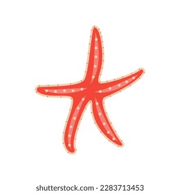 Starfish. Underwater animal. Five pointed shape. Coral inhabitants. Marine life. Vector illustration