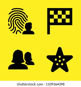 starfish, user, flag and fingerprint vector icon set. Sample icons set for web and graphic design