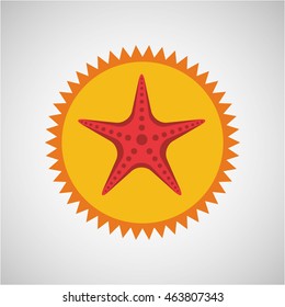 starfish, vacation on beach icon, vector illustration