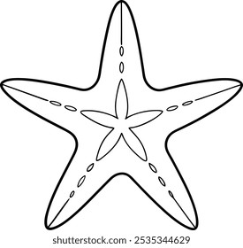 Starfish vector art and line art illustration design. Starfish outline doodle drawing, isolated on white background.