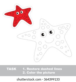 Starfish in vector to be traced. Restore dashed line and color the picture.