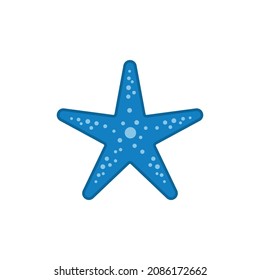 Starfish vector. Blue marine icon, summer design element in flat style. 
