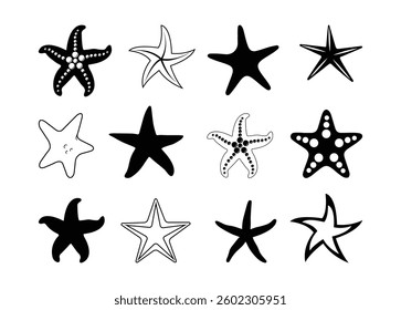 Starfish vector bundle, Starfish clipart, Starfish silhouette.	