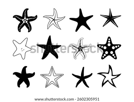 Starfish vector bundle, Starfish clipart, Starfish silhouette.	