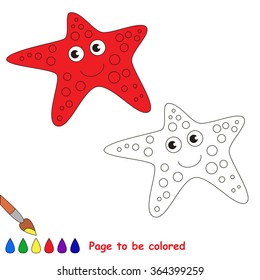 Starfish in vector cartoon to be colored. Coloring book for children.