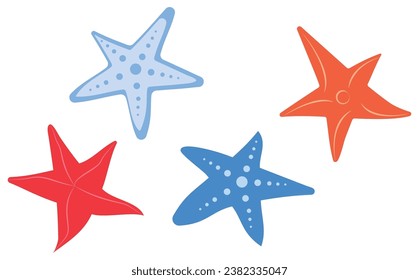 starfish vector design set.postcard idea concept.