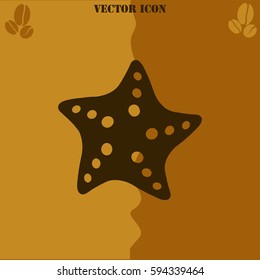Starfish vector  icon. Coffee symbol background.