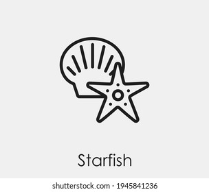 Starfish vector icon. Editable stroke. Symbol in Line Art Style for Design, Presentation, Website or Apps Elements. Pixel vector graphics - Vector