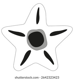 Starfish vector icon. Ocean animal shape. Black white drawing. Underwater sea symbol.