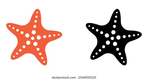 Starfish vector icon set. Ocean and sea life symbol for marine, nature, and tropical design. Flat illustration isolated on white background.