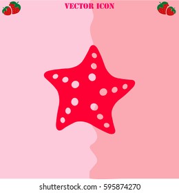Starfish vector  icon. Strawberry Background.