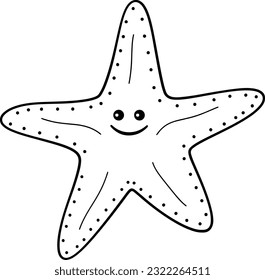 Starfish, Vektorgrafik. Schwarz-Weiß-Umriss Starfish-Farbbuch oder -Seite für Kinder