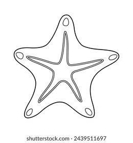 Starfish vector illustration. Black and white outline Starfish Coloring page for kids and adults. Page for relaxation and meditation. Vector illustration