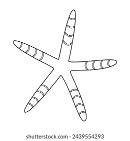 Starfish vector illustration. Black and white outline Starfish Coloring page for kids and adults. Page for relaxation and meditation. Vector illustration