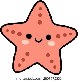 Starfish vector illustration cute sea star animal character for kids print