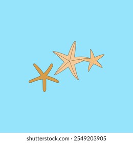 Starfish vector illustration on blue background. Underwater elements