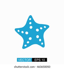 Starfish vector. Isolated blue icon on white background.