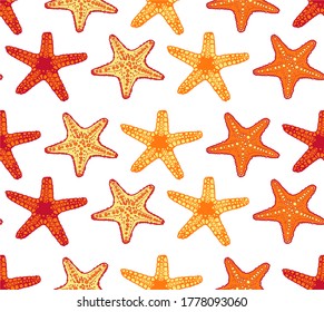 Starfish vector seamless pattern colorfull