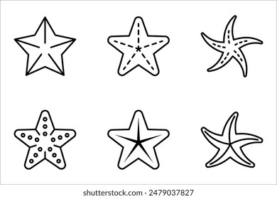 Vector de estrellas de mar para Ilustración vectorial de Elementos de diseño de verano sobre fondo blanco.