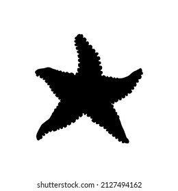 Starfish. Vector silhouette wild ocean animal mollusk underwater life doodle isolated illustration.
