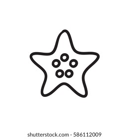 Icono de esbozo del vector Starfish aislado en el fondo. Icono de Starfish dibujado a mano. Icono de esbozo Starfish para infografía, sitio web o aplicación.