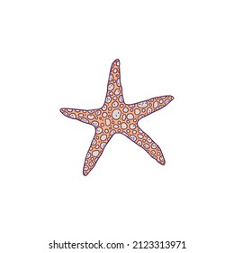 Starfish. Vector wild ocean animal mollusk underwater life doodle line isolated illustration.