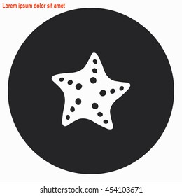 Starfish web icon. Gray circle button with white illustration.