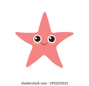 Starfish. Wild animals. Underwater world. Aquarium or tropical marine. Isolated on white background. Illustration in cartoon style. Flat design. Vector art