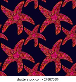 Starfish zentangle pattern made with clipping mask. Vector illustration can be used for backgrounds, web design, surface textures and other crafts.