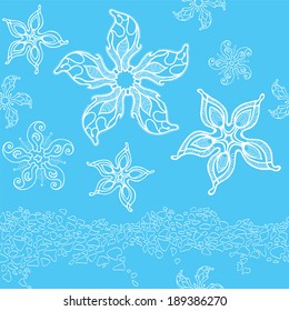 Starfishes in decorative style on a background. Vector. 