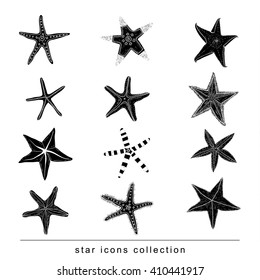 Starfishes set .hand drawn Vector Illustration