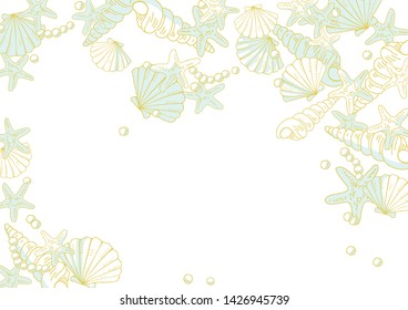 Starfishes and shells background vector illustration.