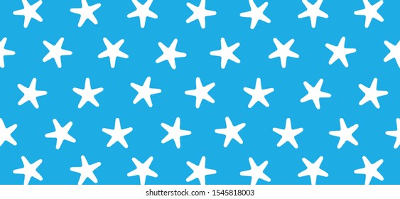 Starfishes Starfish Star fish beach pattern. Water, sea life ocean wave fish. Vector icon, sign Funny blue background banner, wallpaper. Cartoon animals, animal silhouette seamless