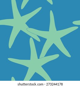 Starfishes summer seamless background, vector