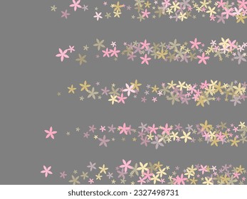 Starflower rustic flowers vector design. Tiny meadow floral shapes isolated. Birthday card pattern. Ditsy flowers Starflower abstract blossom. Striped petals.