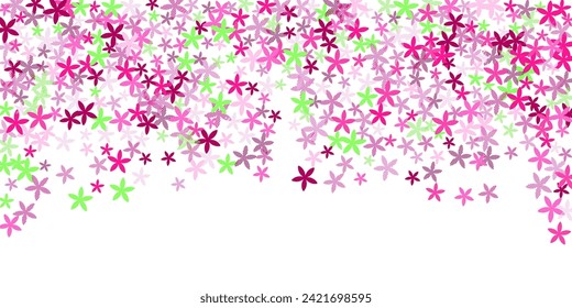 Starflower simplistic flowers vector illustration. Gentle field blossom elements scattered. Hinamatsuri Girl's Day background. Colorful flowers Starflower rustic bloom. Tabby petals.