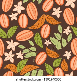 starfruit with brown background vector illustration - Great for wallpaper,backgrounds,gifs,surface pattern design,packaging design projects, stationary,fabric