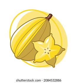 Starfruit fruit drawing illustration design