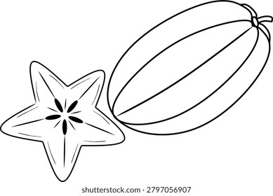 Starfruit Fruit Line Art