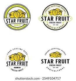 Diseño de logotipo de fruta de estrella, con icono de fruta de estrella fresca. Perfecto para etiquetas de bebidas, iconos de bebidas de jugo o pegatinas de productos de bebidas