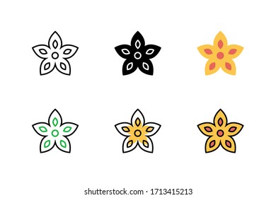 starfruit icon vector illustration with six different style design. isolated on white background