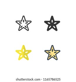 starfruit icons vector with different style