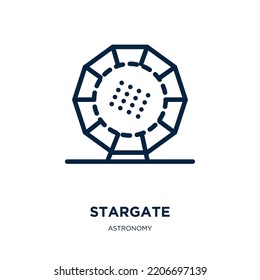 stargate icon from astronomy collection. Thin linear stargate, rocket, ship outline icon isolated on white background. Line vector stargate sign, symbol for web and mobile