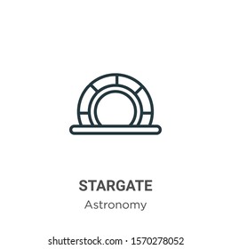 Stargate outline vector icon. Thin line black stargate icon, flat vector simple element illustration from editable astronomy concept isolated on white background