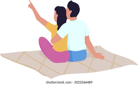 Stargazing with loved one semi flat color vector characters. Full body people on white. Romantic picnic for couple isolated modern cartoon style illustration for graphic design and animation