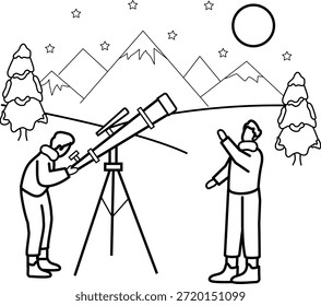 Stargazing at Night conceito, Moonlight Over the Mountains vetor ícone design, inverno Temporada Elemento símbolo, geada atividade climática Sinal, mais frio estação stock ilustração