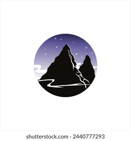 stargazing night mountain environment logo suitable for logo design, branding and company