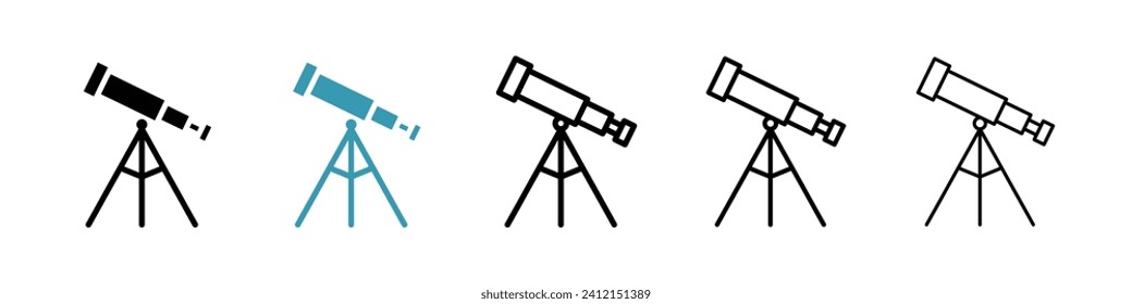 Stargazing Scope vector icon set. Observatory planetarium and telescope vector symbol for UI design.