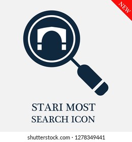 Stari most search icon. Editable Stari most search icon for web or mobile.